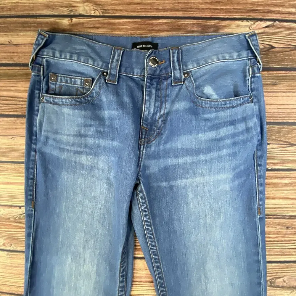 True Religion Ricky Blue Denim Men’s Jeans 33 Orange Stitching Straight Leg
